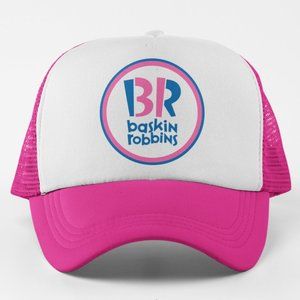 NEW Baskin Robbins 2006 Retro Logo Foam Trucker Mesh Snapback Hat 2TONE HOT PINK
